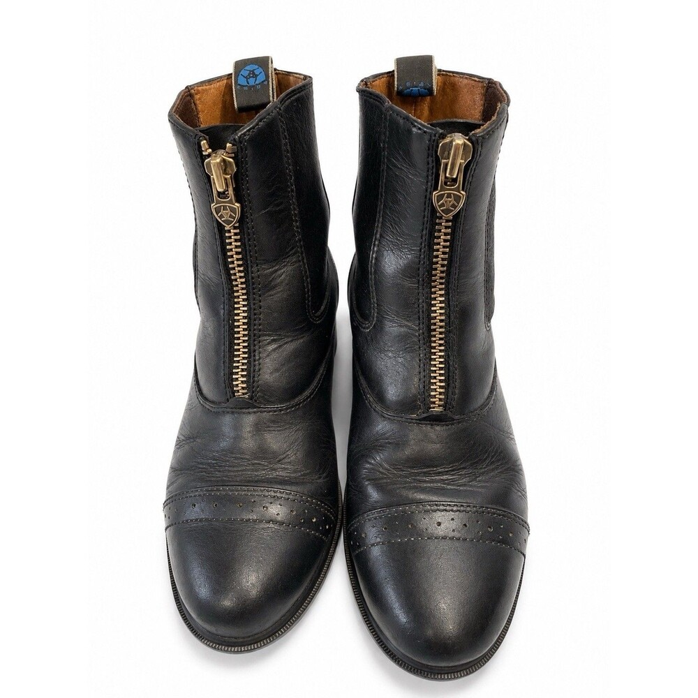 Ariat Heritage Zip Paddock Riding Boots Womens 6C Black Leather 54701